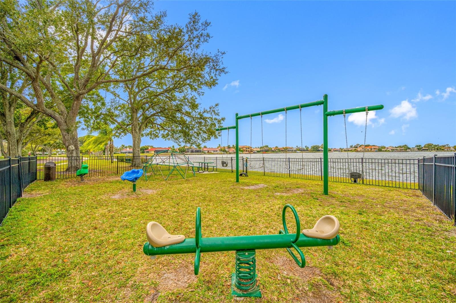Fenced in park on water