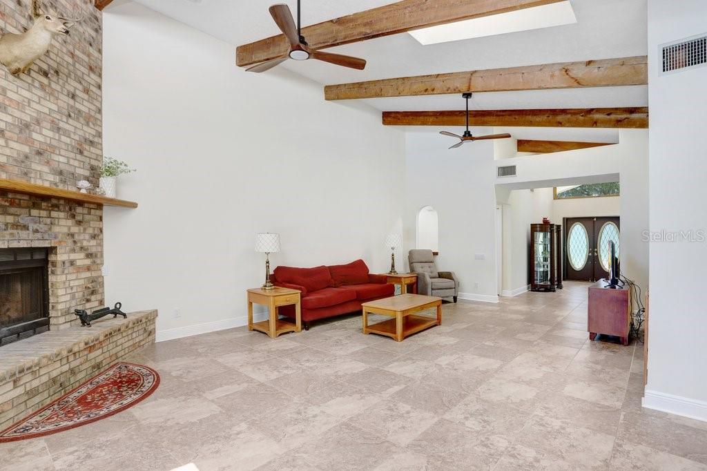 Family Room with wood burning fireplace
