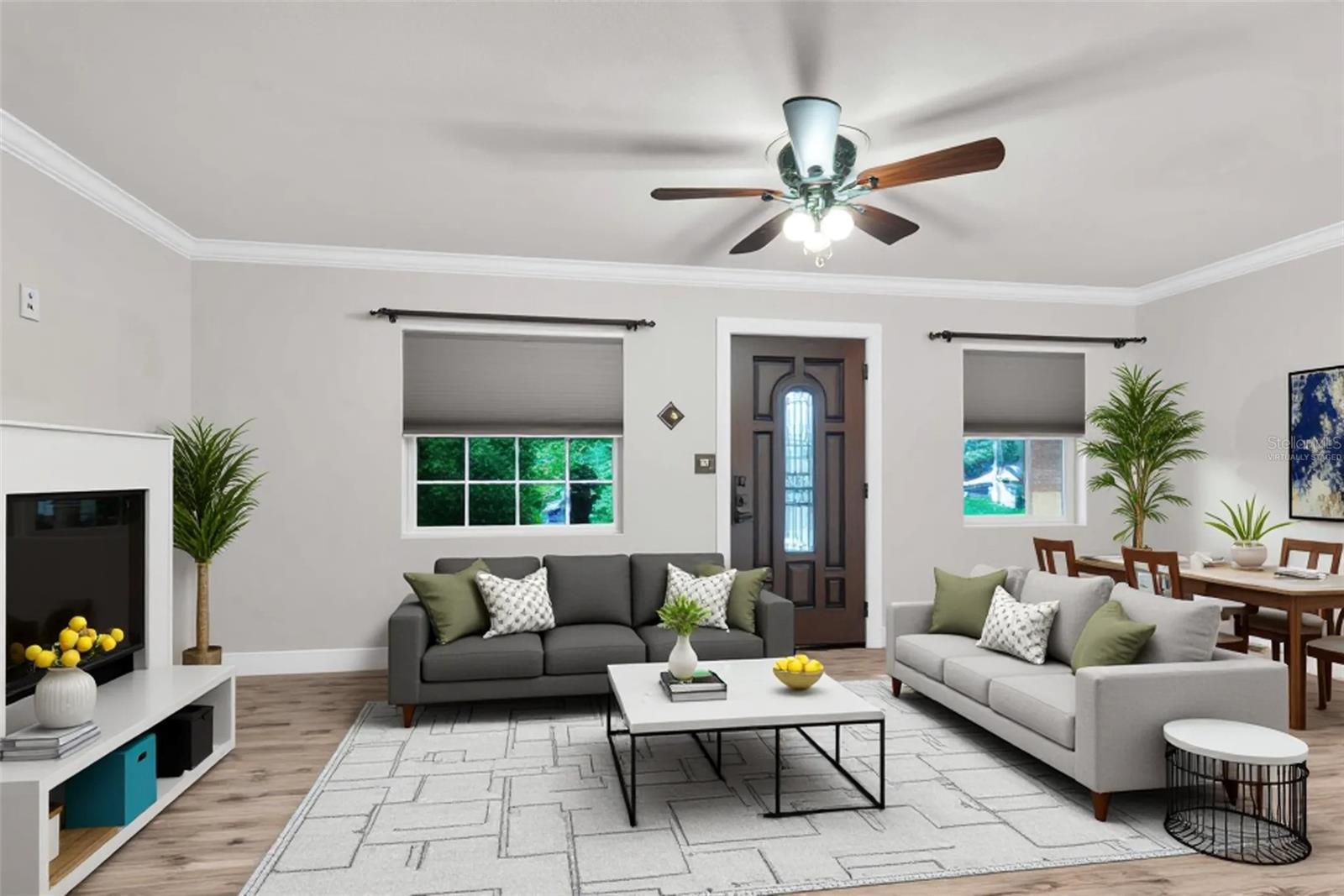 Virtually staged living room