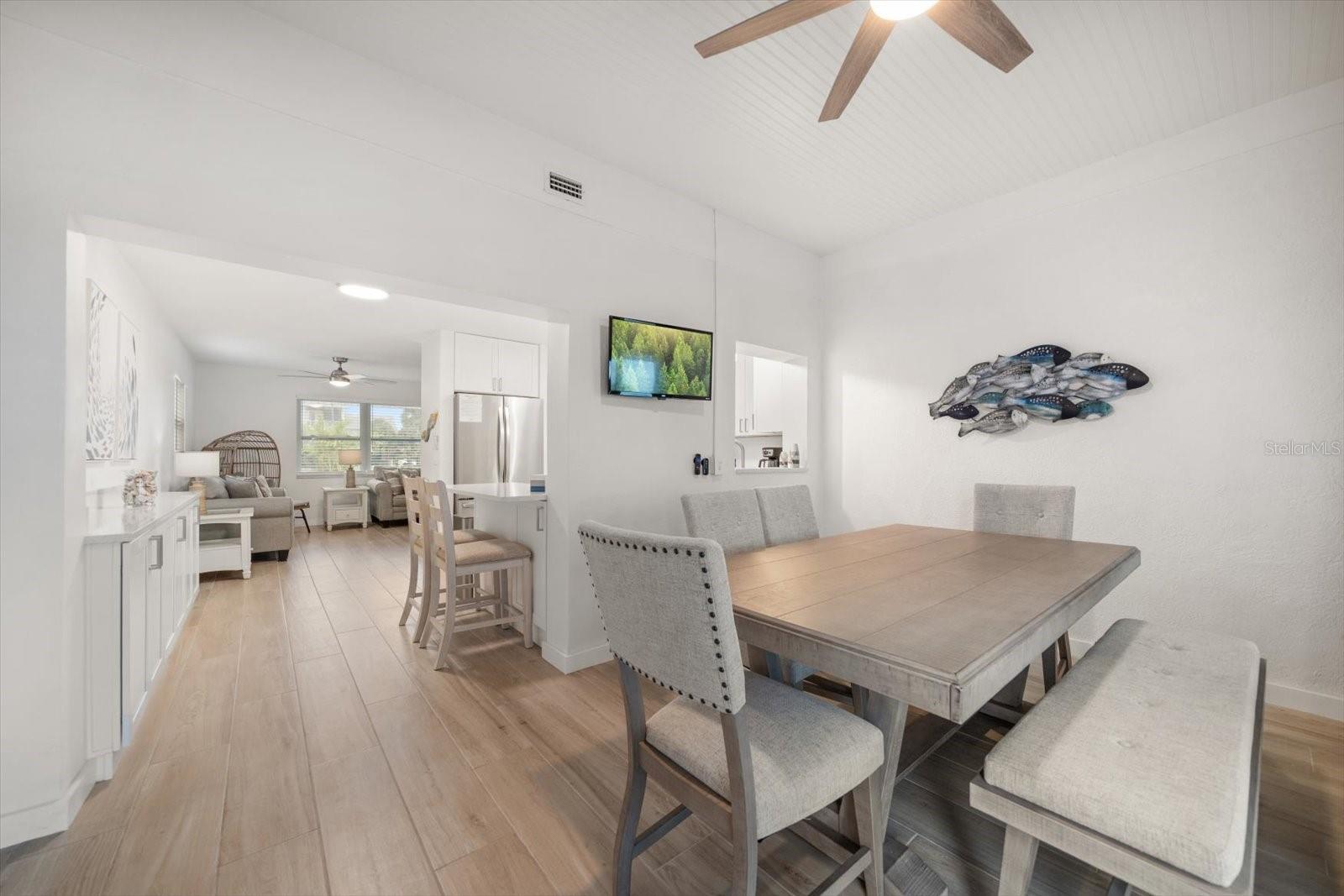 Dining area space overlooks the waterviews.
