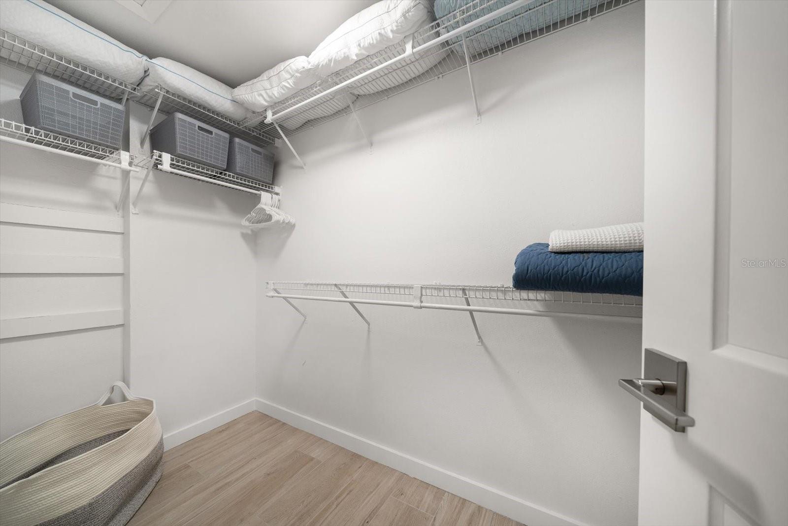 Walk in closet in primary bath- great size!