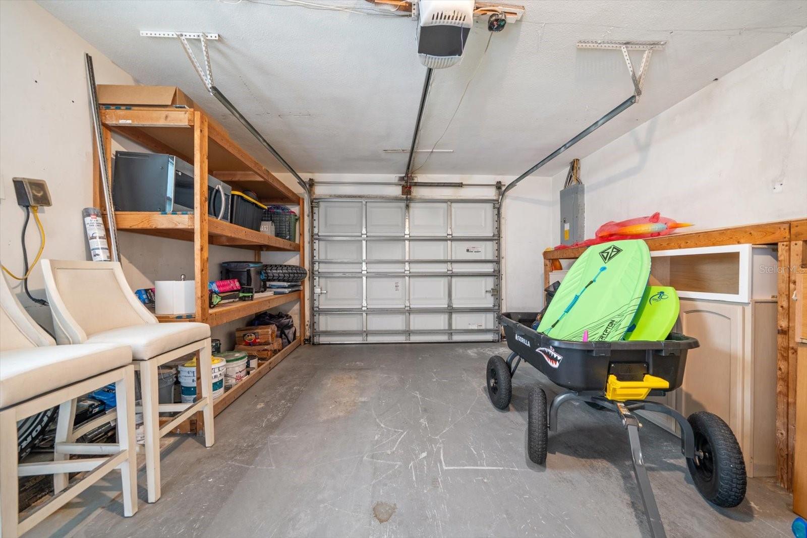 Oversized garage with EV charger.