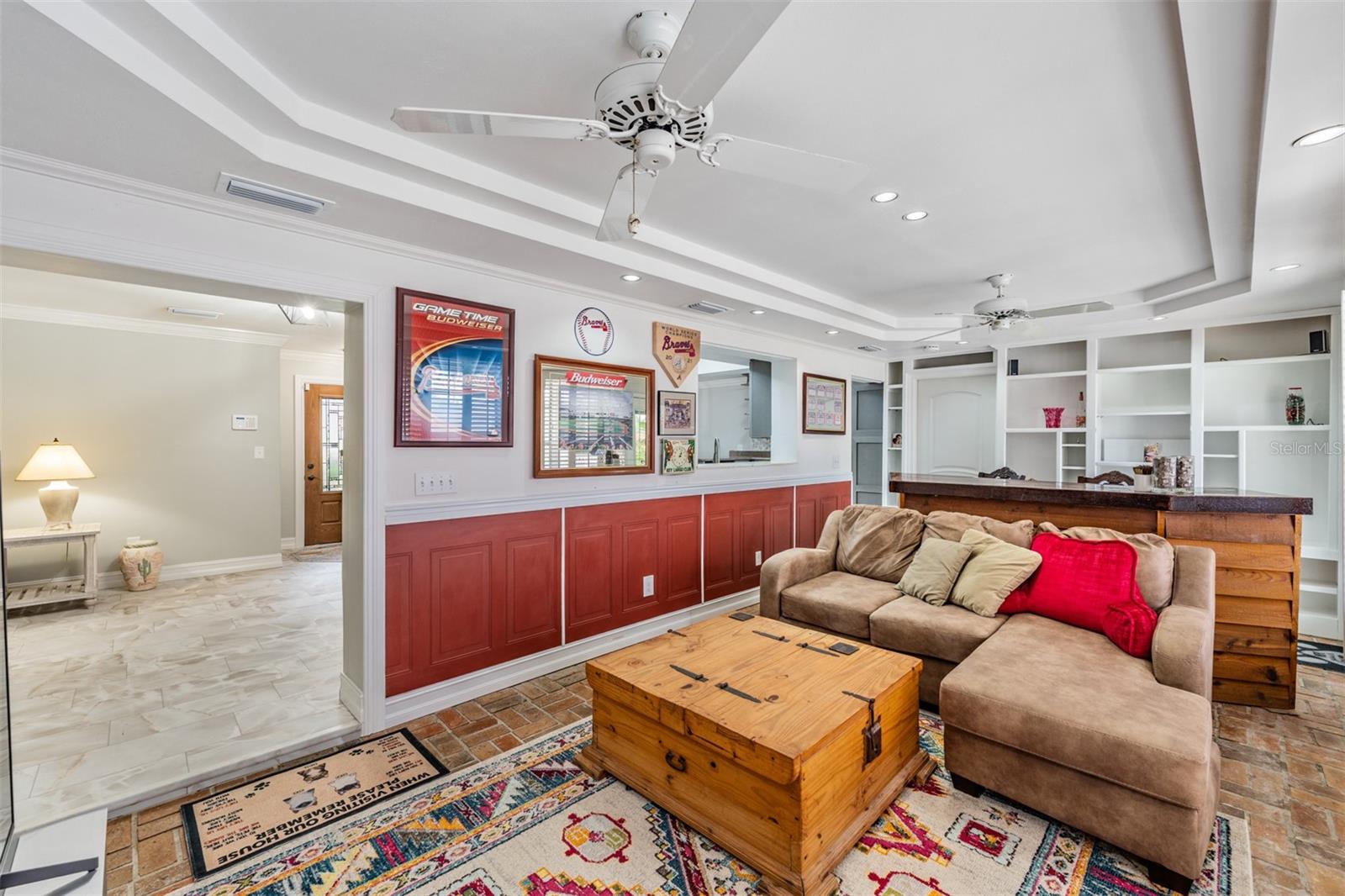 Lots of built in shelving for storage