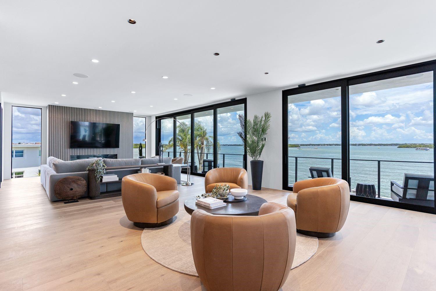 Motorized Sliding Glass Doors Open to Fresh Bay Breeze