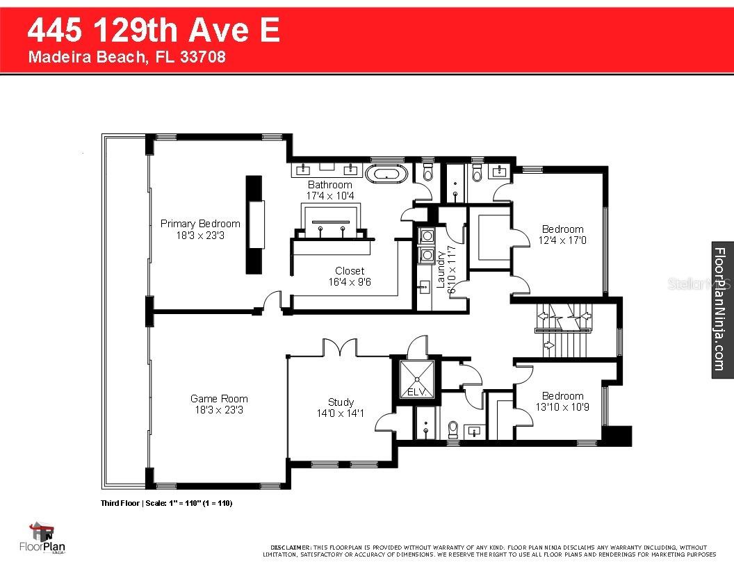 Third Floor (Primary Suite) Measurements