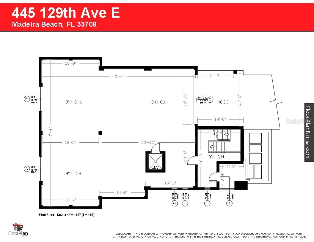 First Floor (Garage) Measurements Detailed