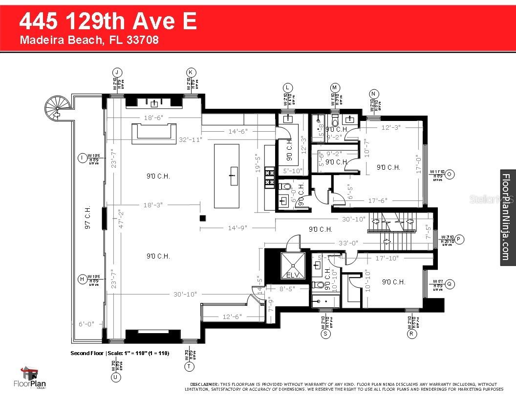 Second Floor (Kitchen) Measurements Detailed