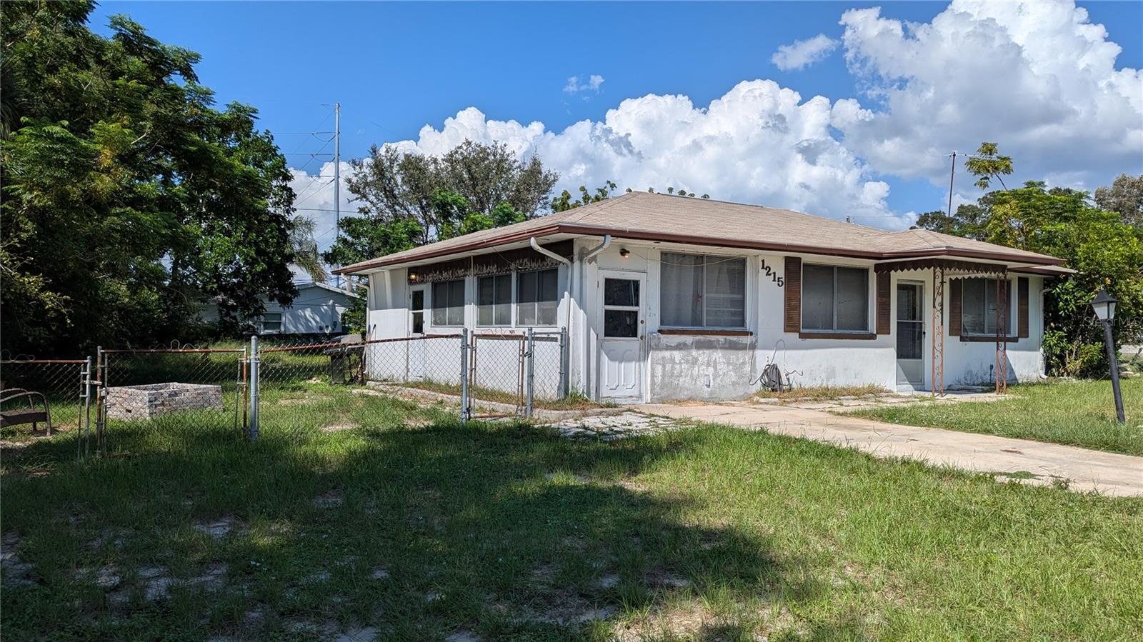 Chain link fence around property