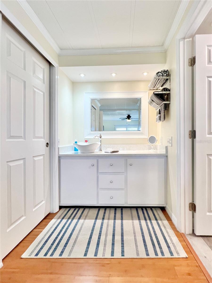 Primary bathroom with walk in closet