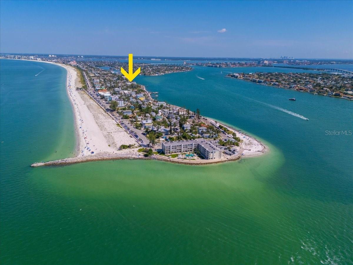 Beautiful view of the peninsula, with location arrow