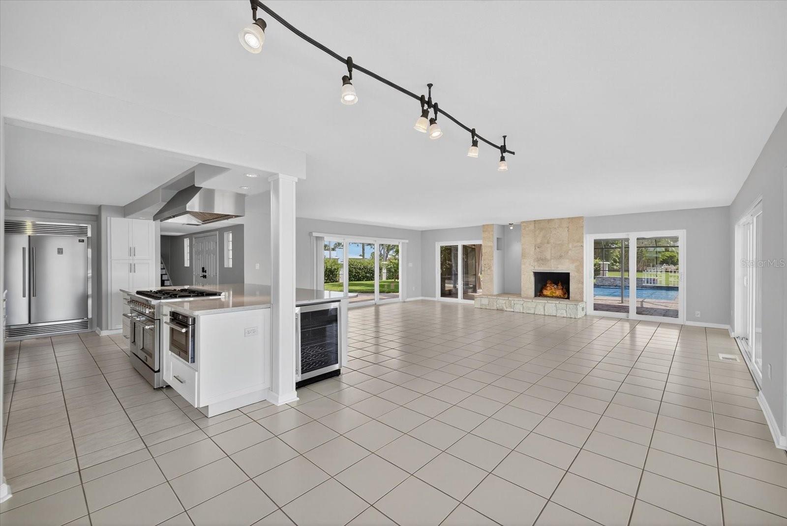 Great room-open gourmet kitchen with gas fireplace