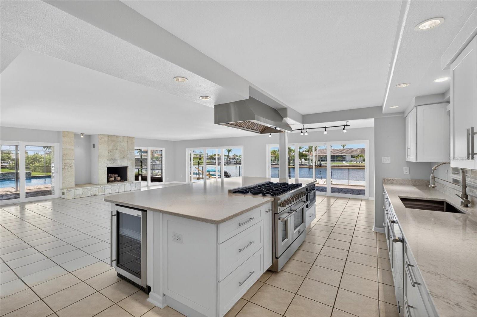 View looking toward canal from kitchen-open floor plan