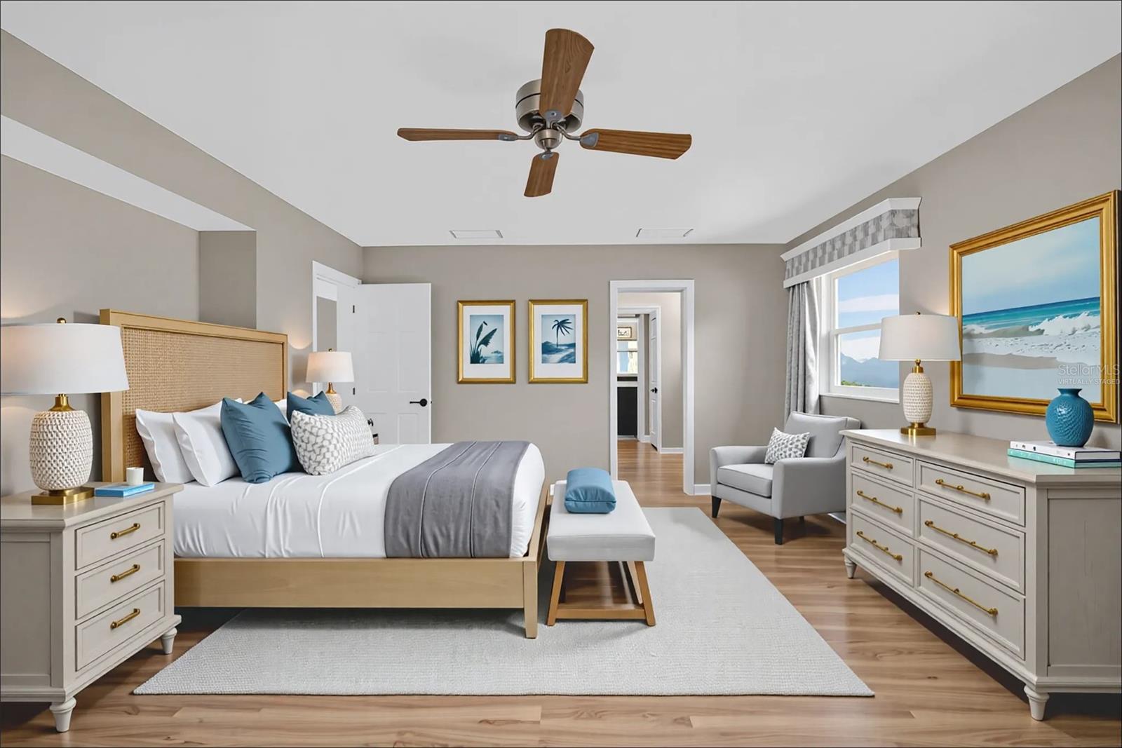 Virtually staged photo-Second floor primary bedroom