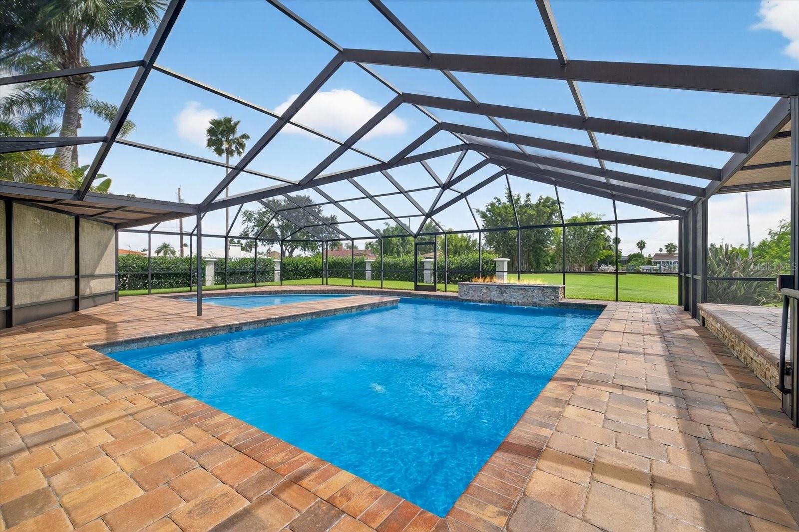 pool view from lanai under cage enclosure