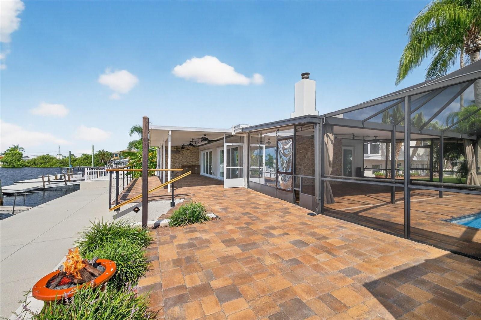 Outdoor area on water side of home