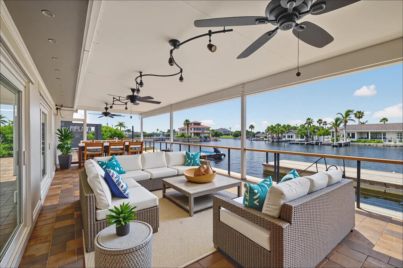 Virtually Staged photo-patio facing canal views