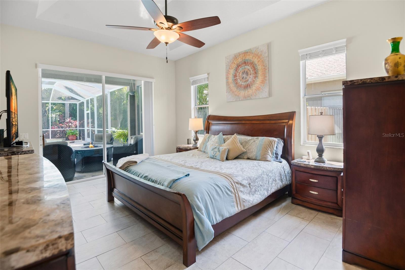 Primary suite with sliders to lanai
