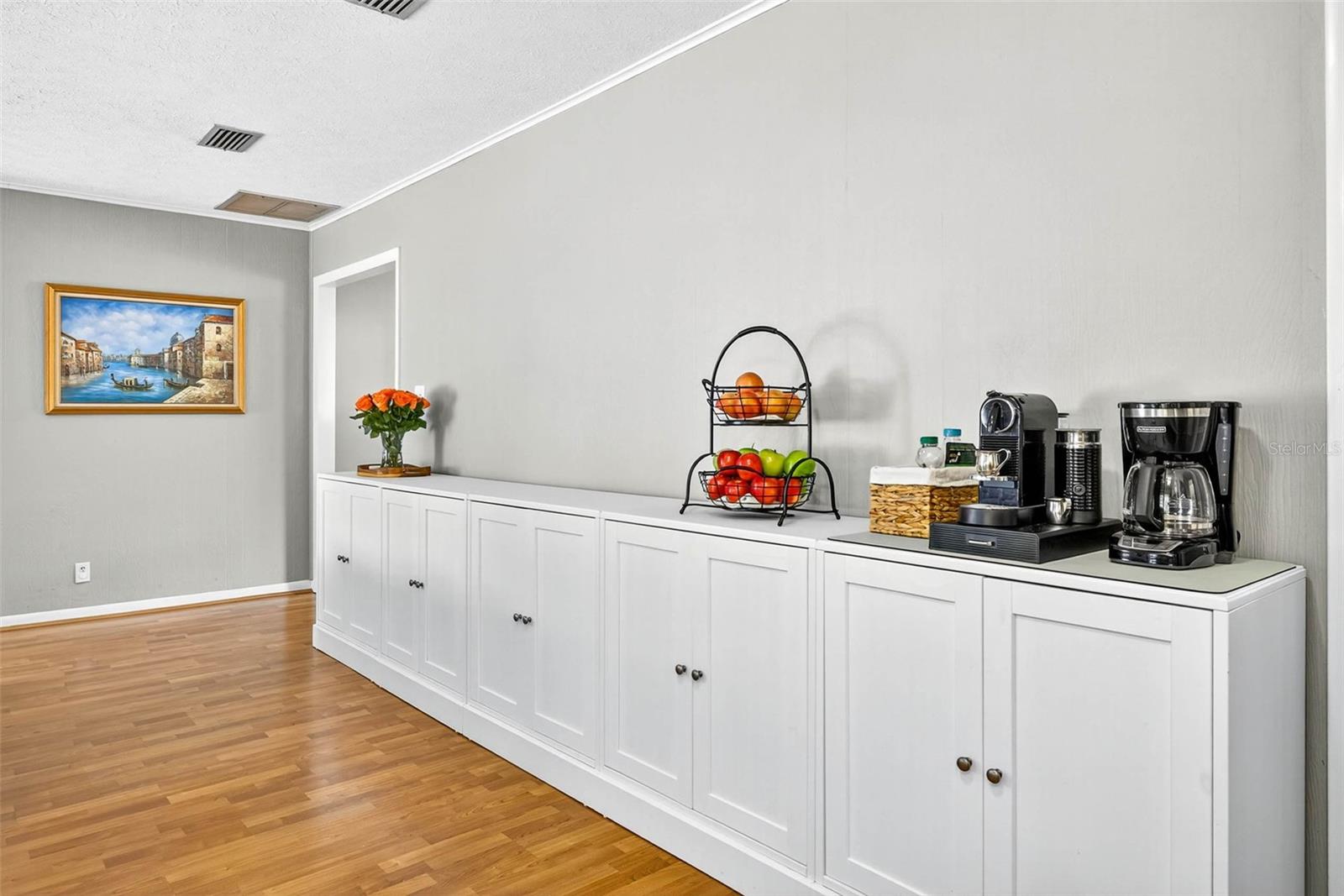 Storage is not built in but conveys with the home
