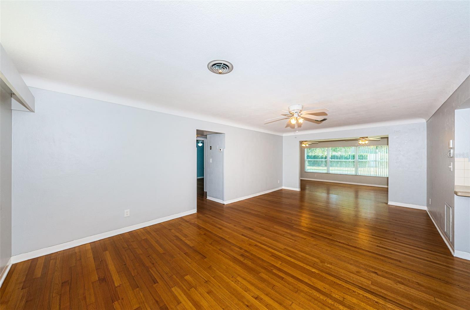 Living dining area leading into the