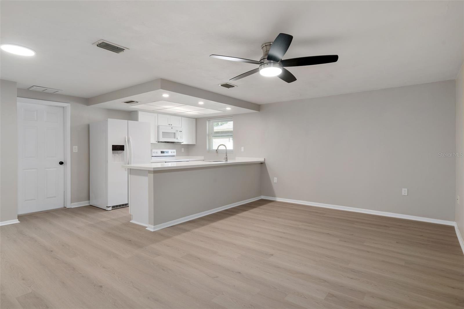 Family room looking toward kitchen