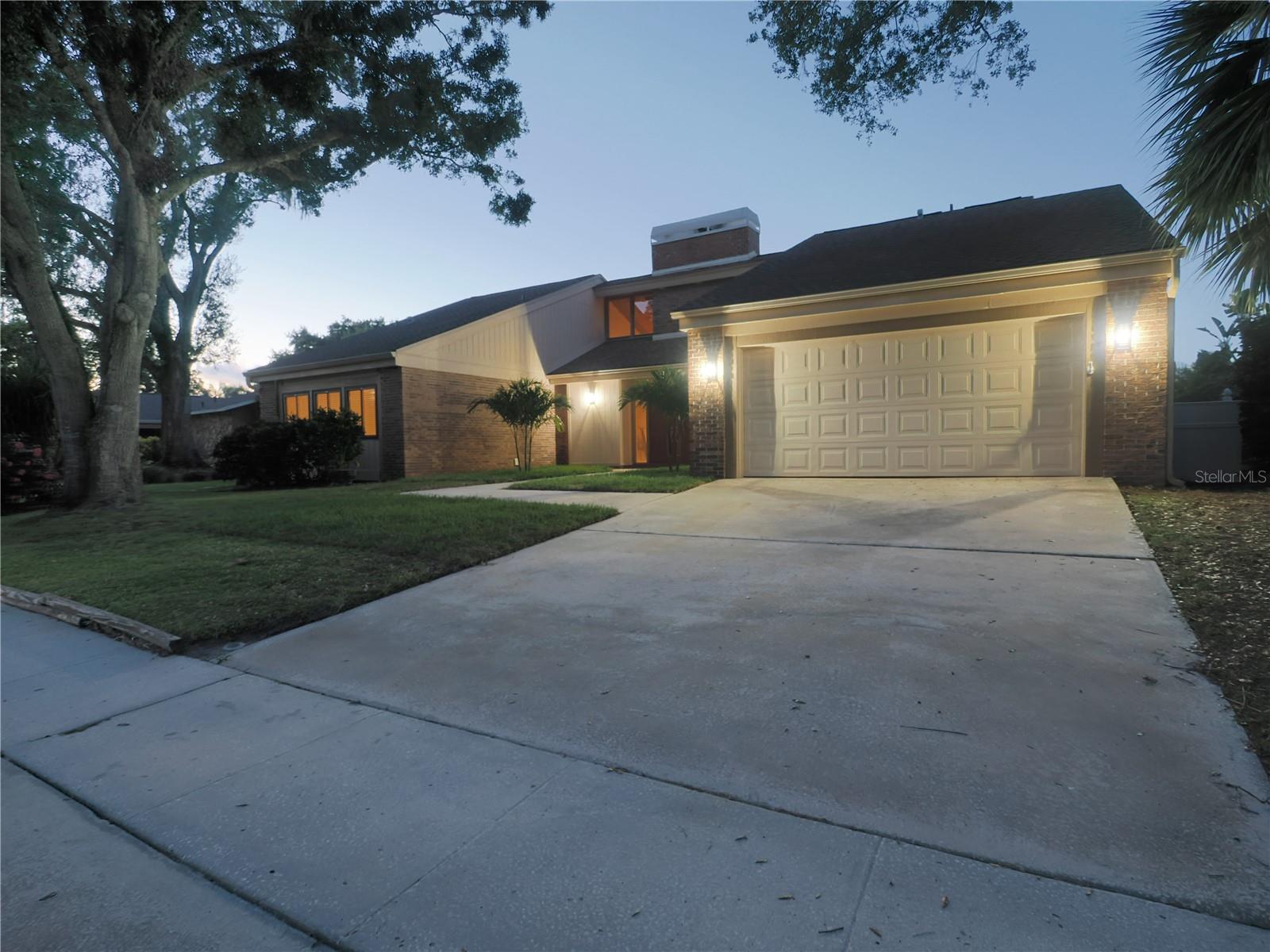 Large driveway and double garage