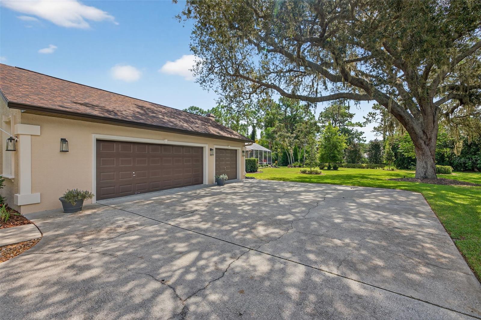 oversized, 2 car garage with golf cart parking