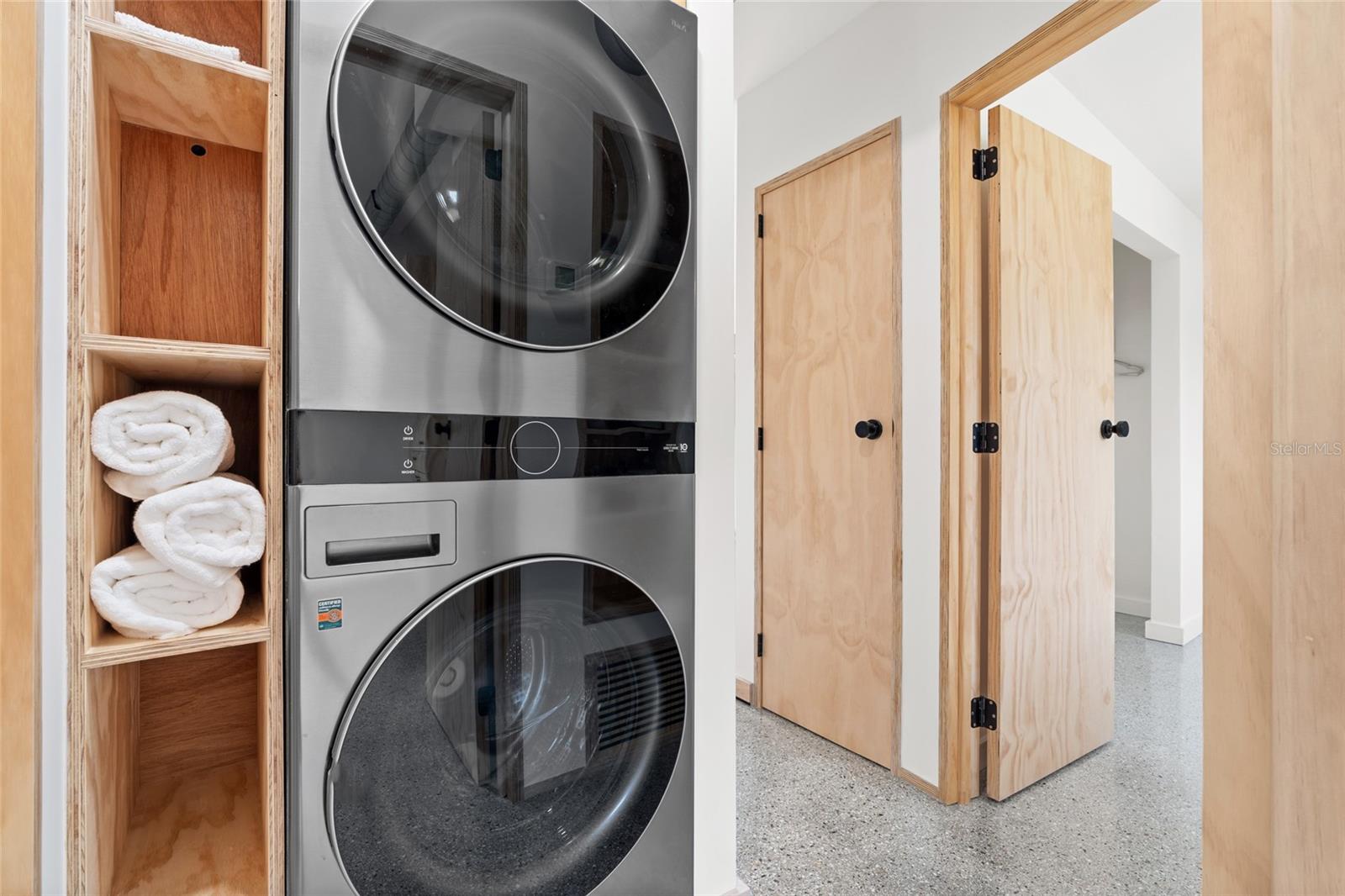 NEW washer and dryer with built-in storage.
