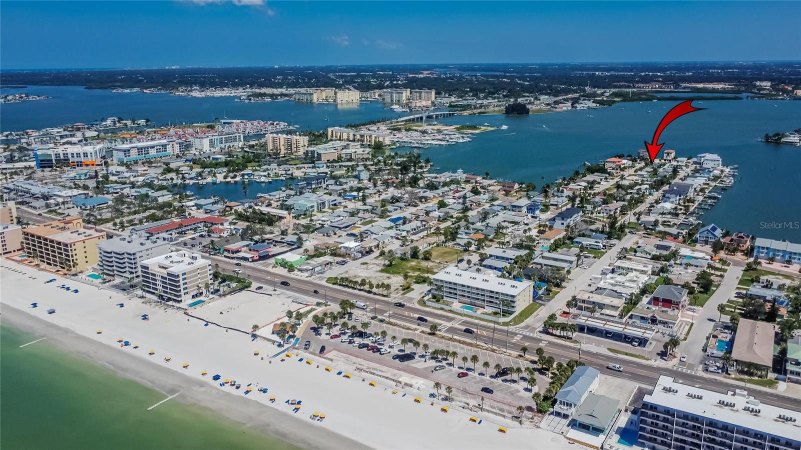 Madeira Beach Looking East Aerial Location