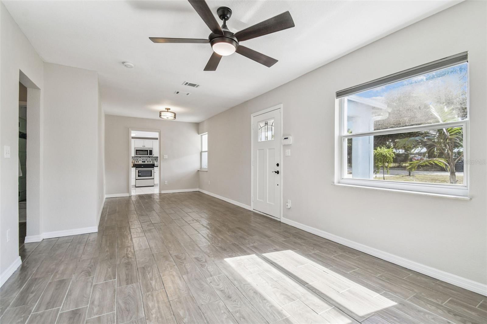 Spacious open living and dining room area