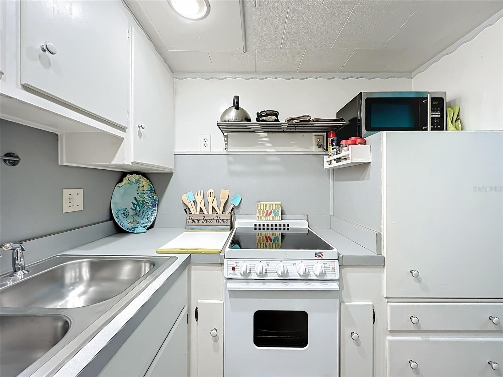Kitchen with new stove.