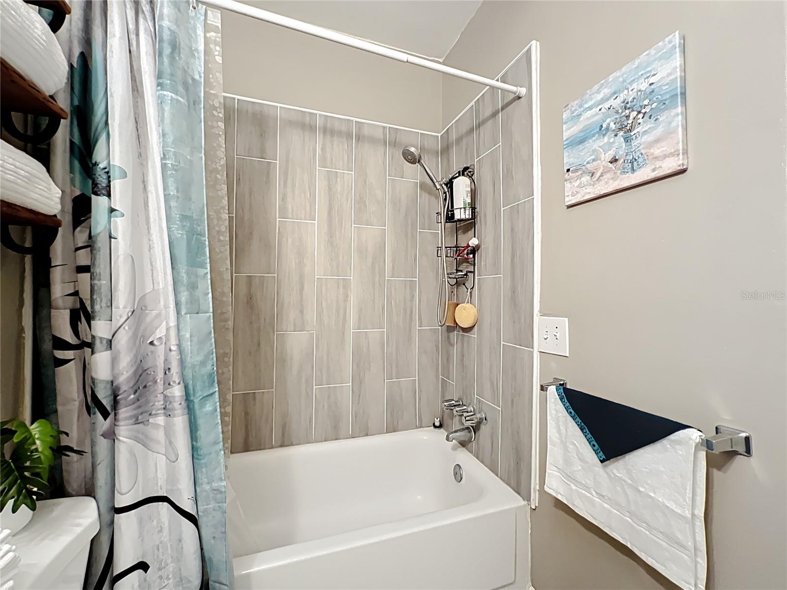 Bathroom with new tile.