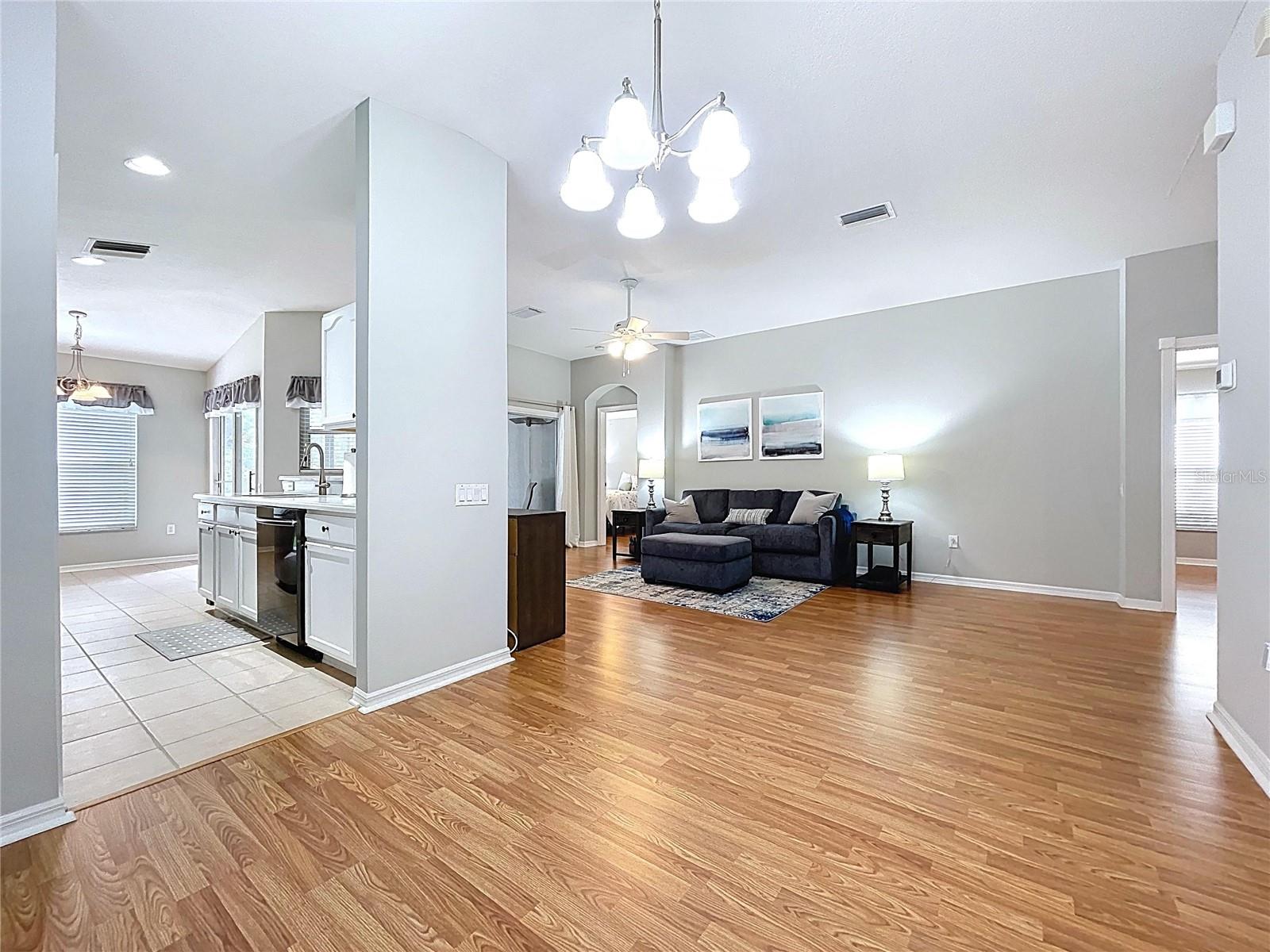 Entrance to kitchen makes serving easy
