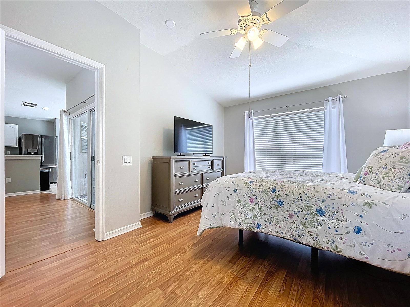 Master bedroom is at the back of the home