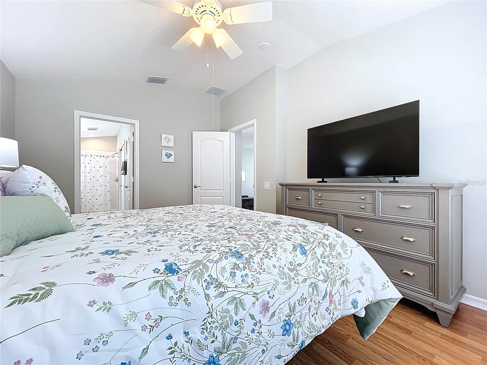Master bedroom into bath