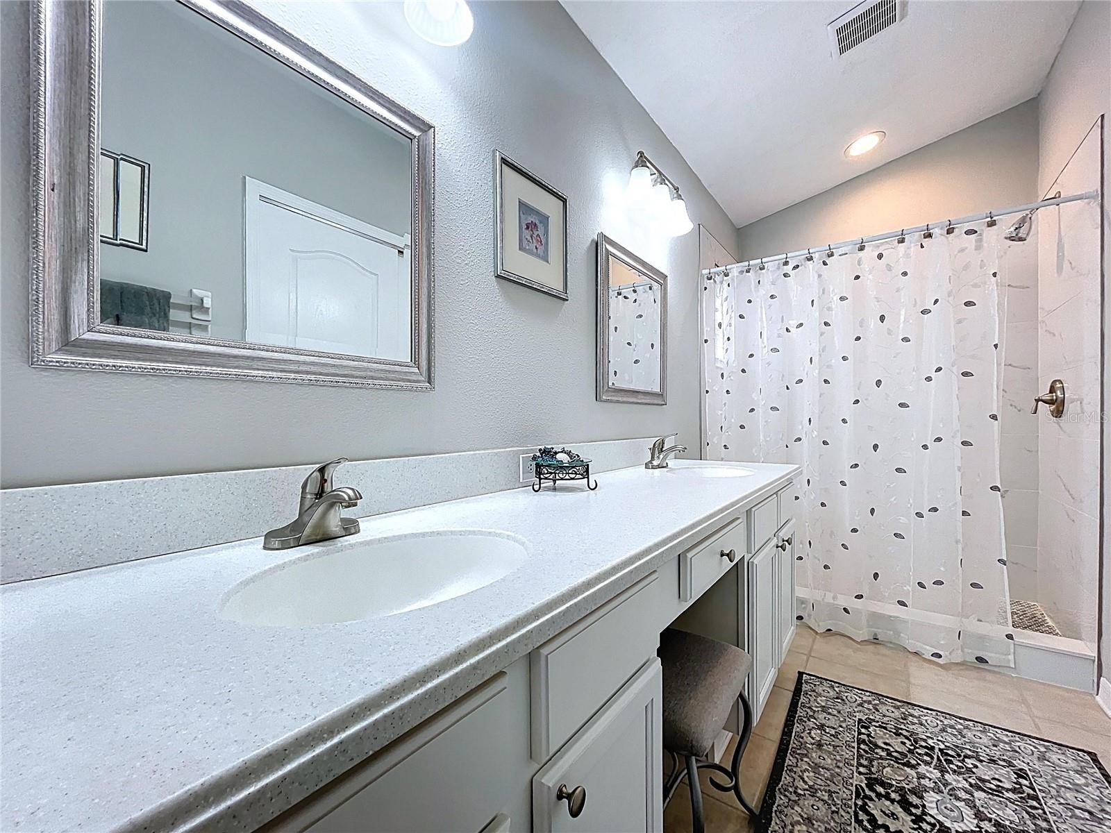 Step in shower and fashionable mirrors
