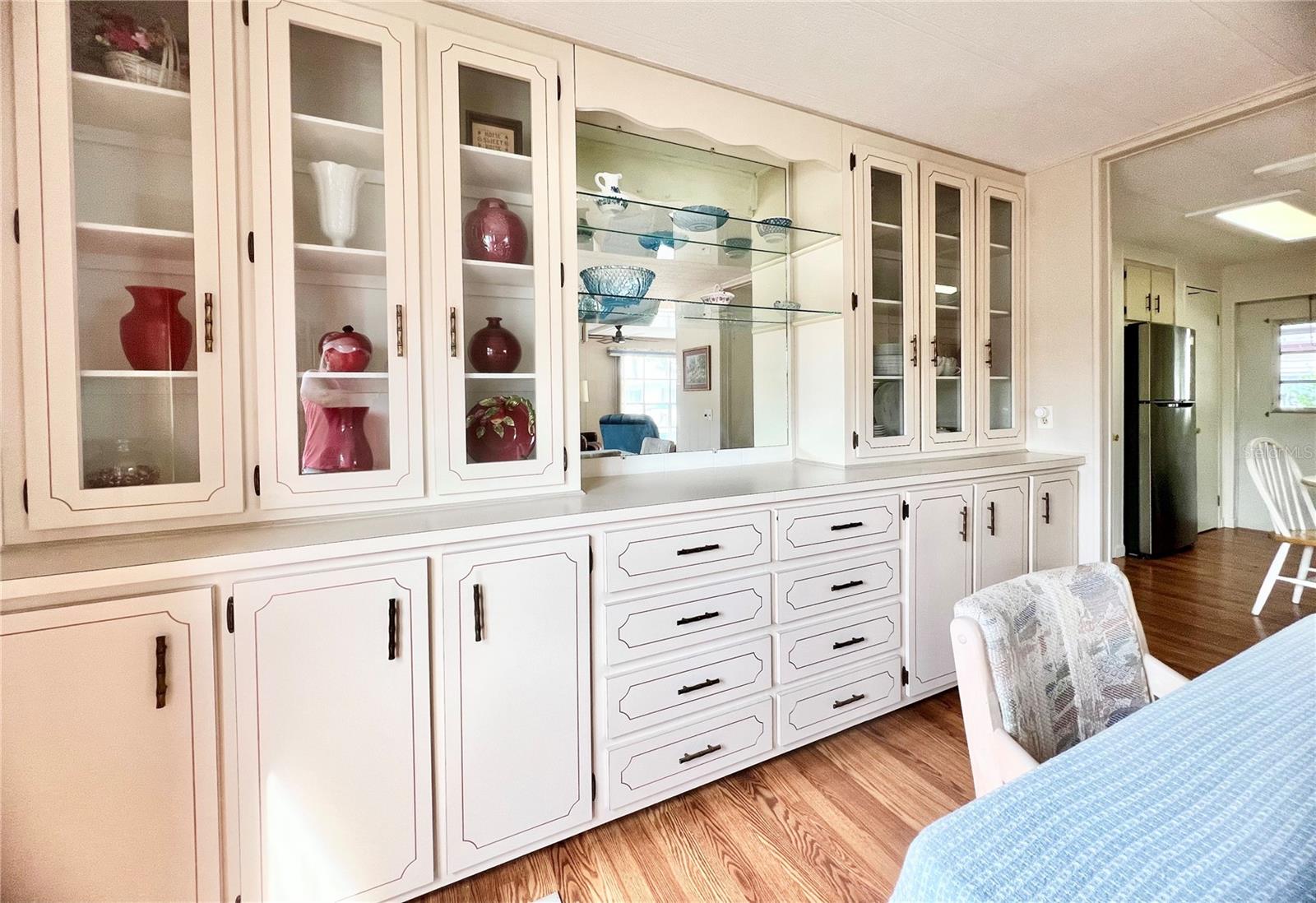 Built in hutch in dining room