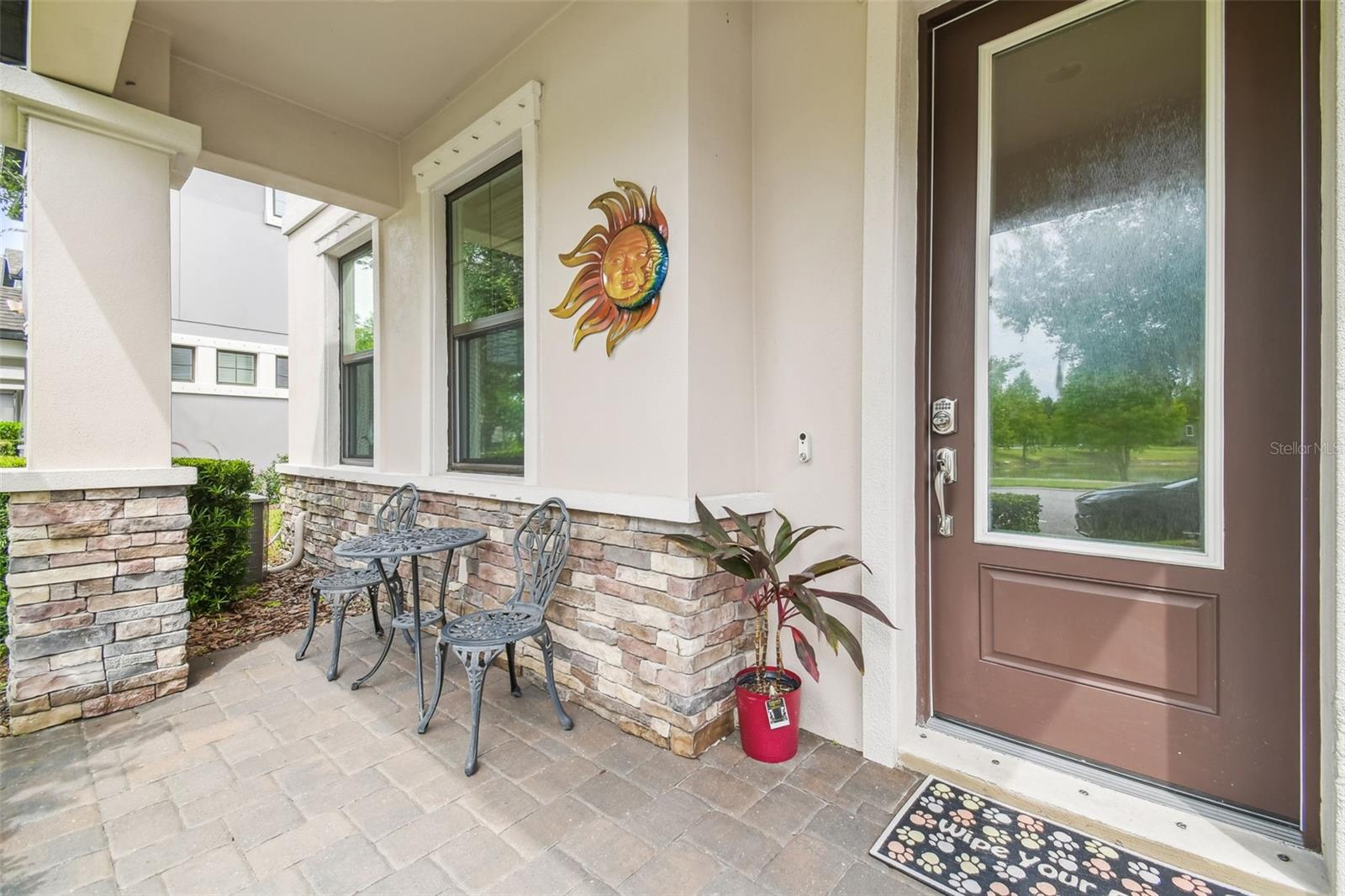 Spacious paved front porch