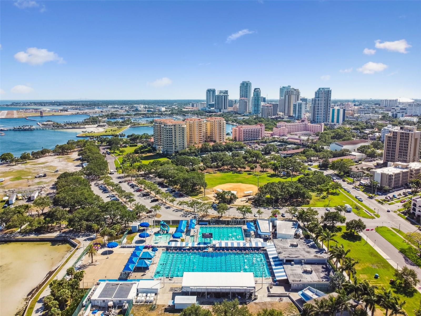City aquatic center across the street