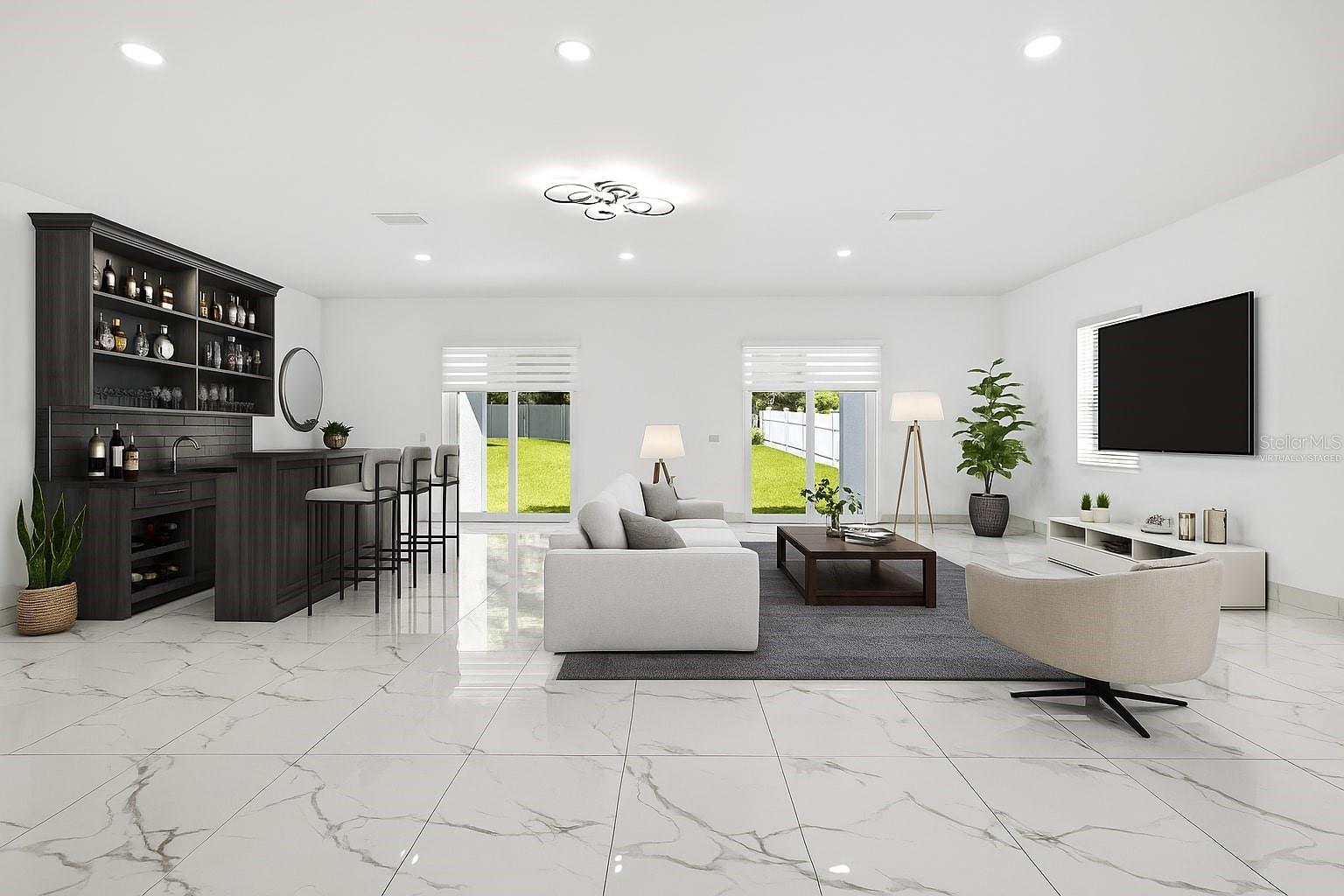 Massive Living Room - virtually staged