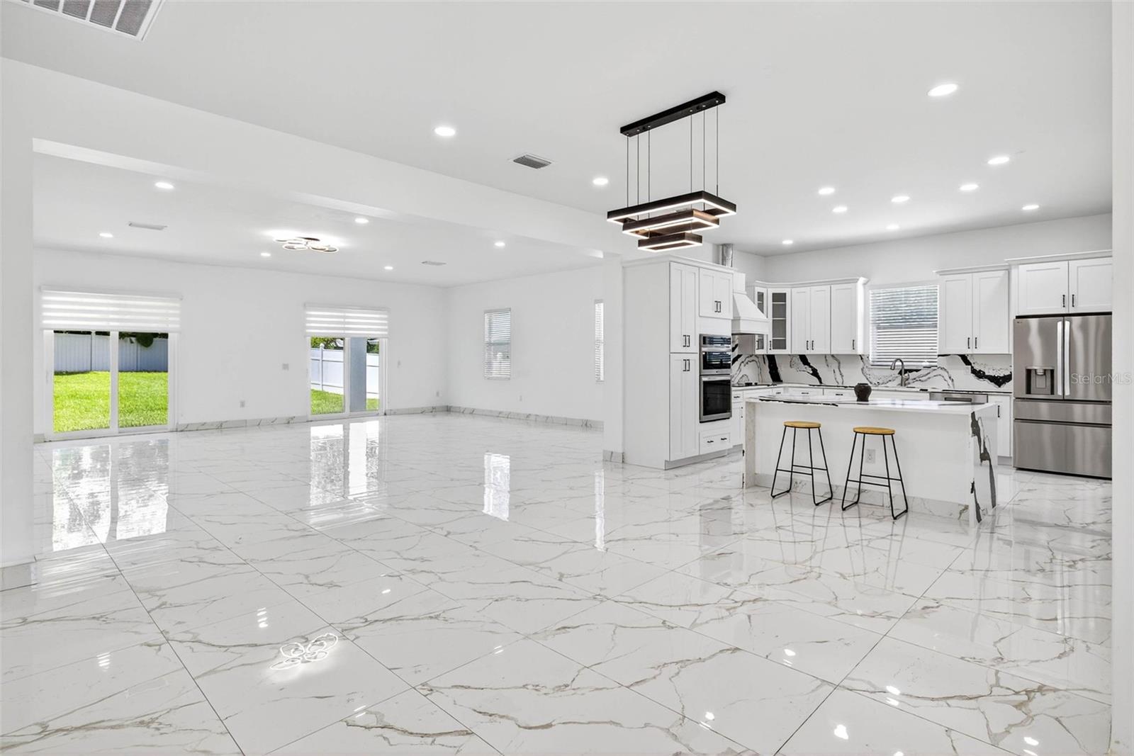 Open Kitchen, Dining to Living Room