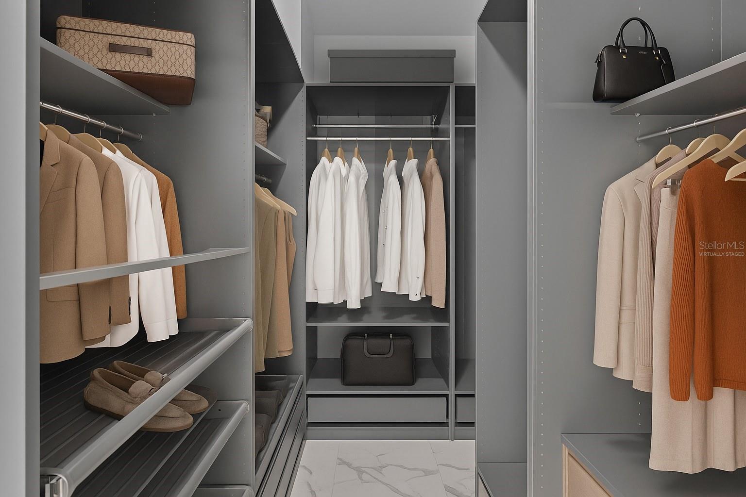 Primary WIC with Built-in Closet system - virtually staged