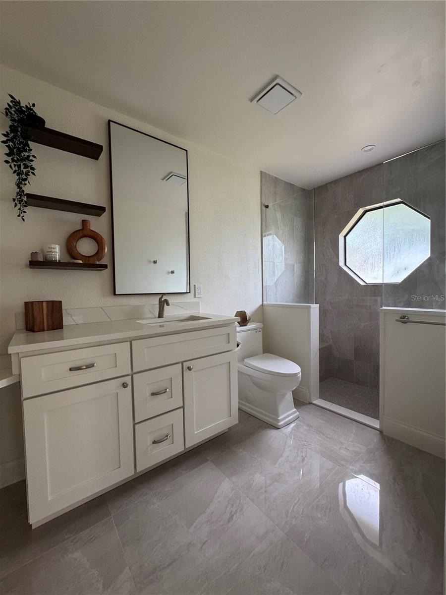 Master bath with step in shower