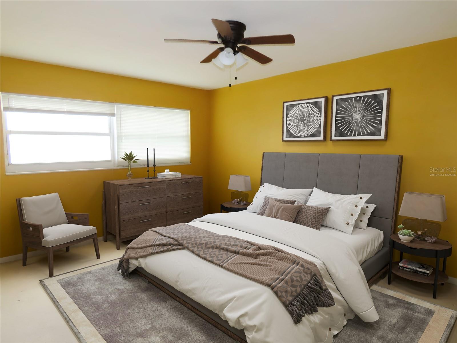 Virtually staged - primary bedroom