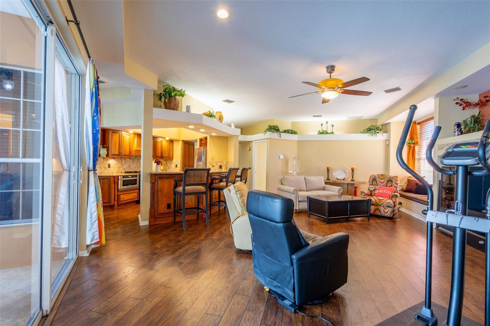 Sliding doors on the left to the Lanai and pool.