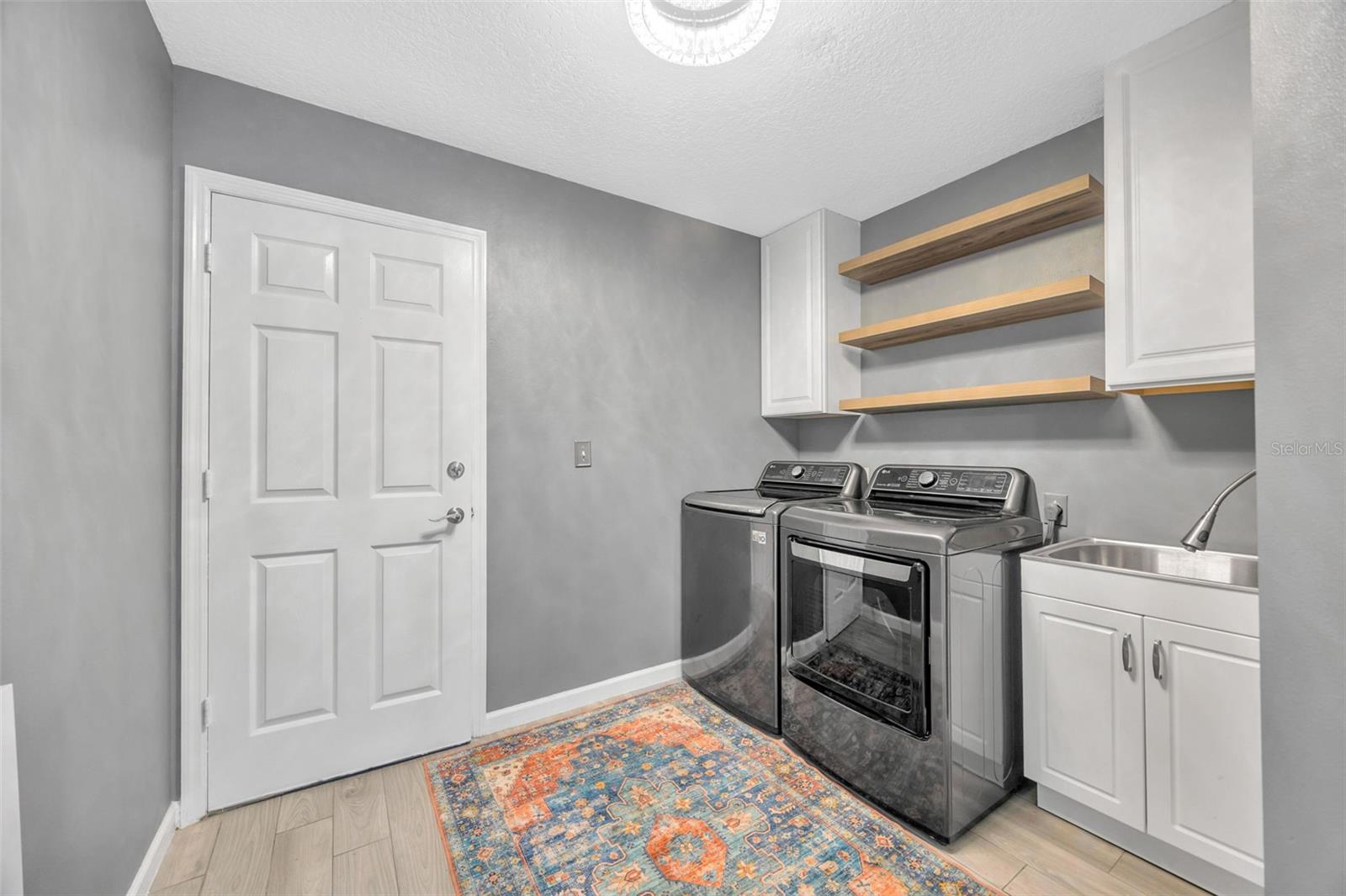 Laundry room leads to garage