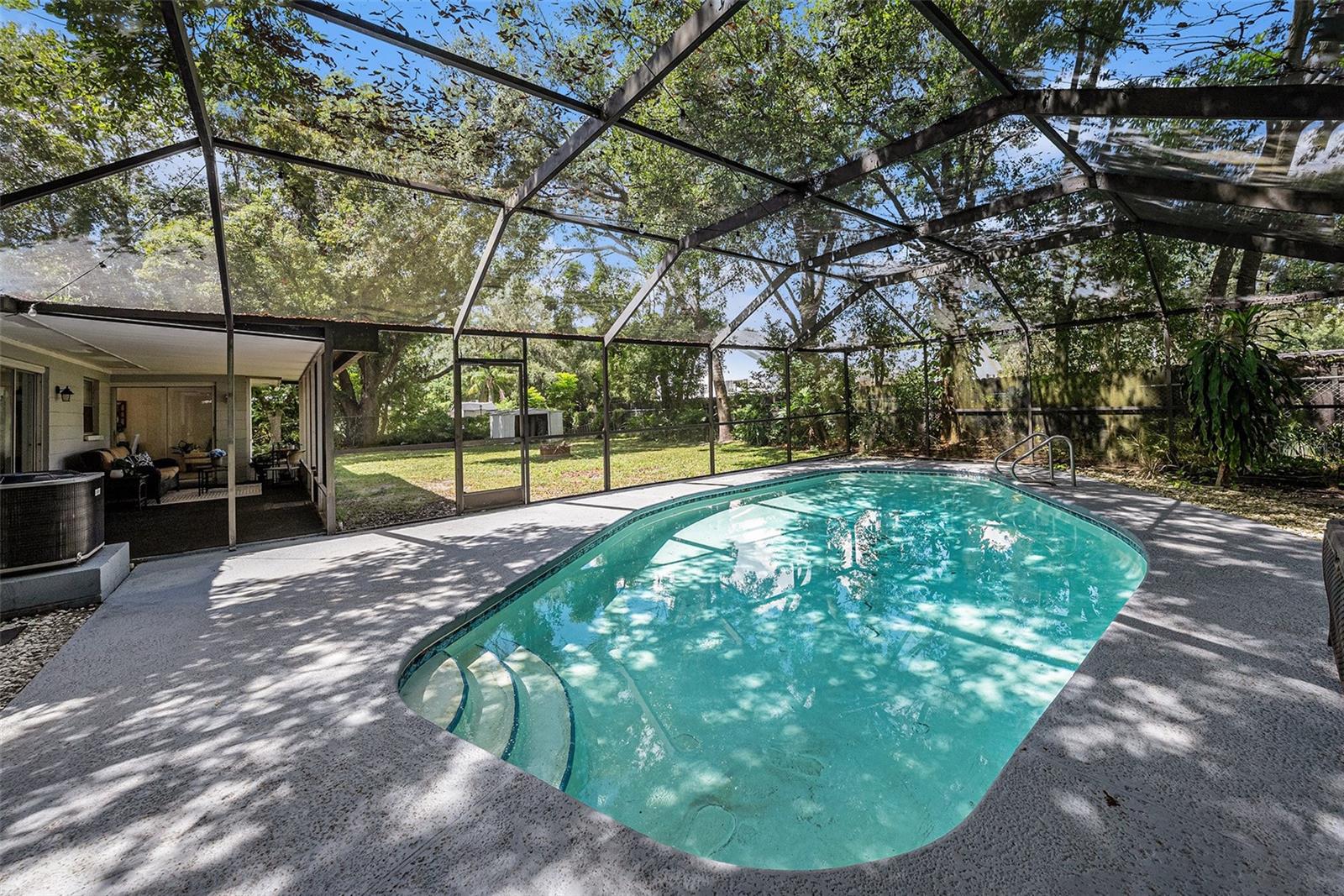 Great yard and pool for entertainment and enjoying the Florida lifestyle!  Storage is for well and water filtration system