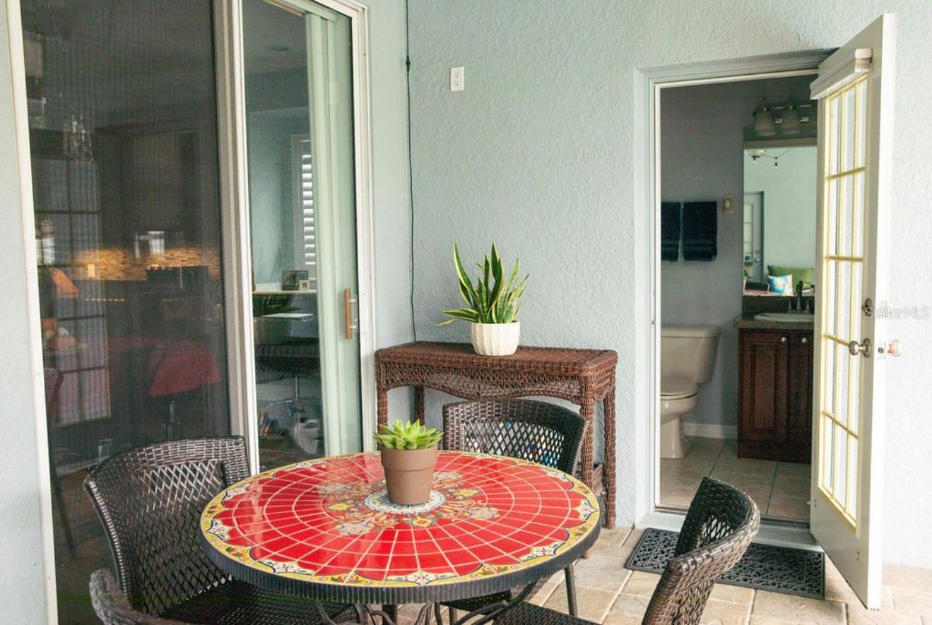 Patio with Full Pool Bath Outside