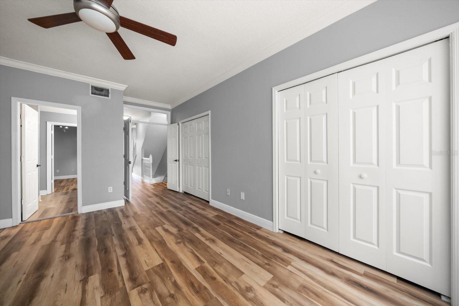 Primary suite on 2nd level with dual closets