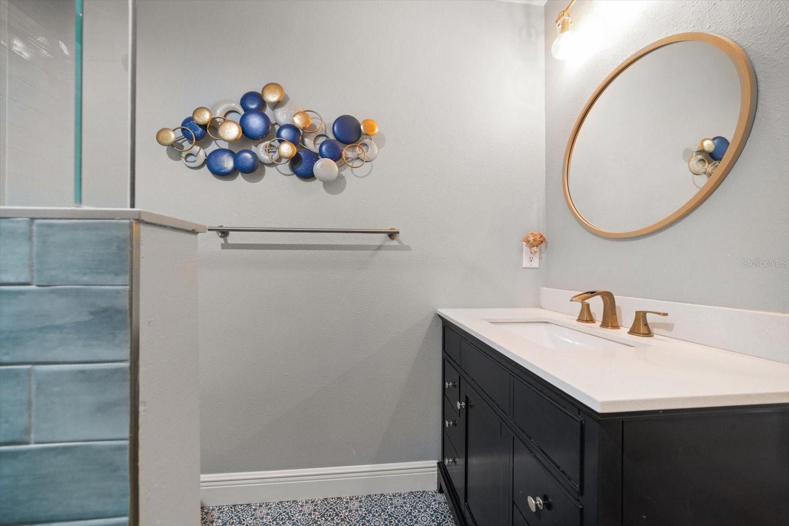 Full bath with step in shower on 3rd level