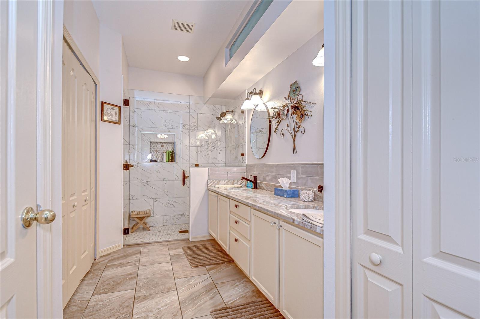 Remodeled shower and walk-in closet!